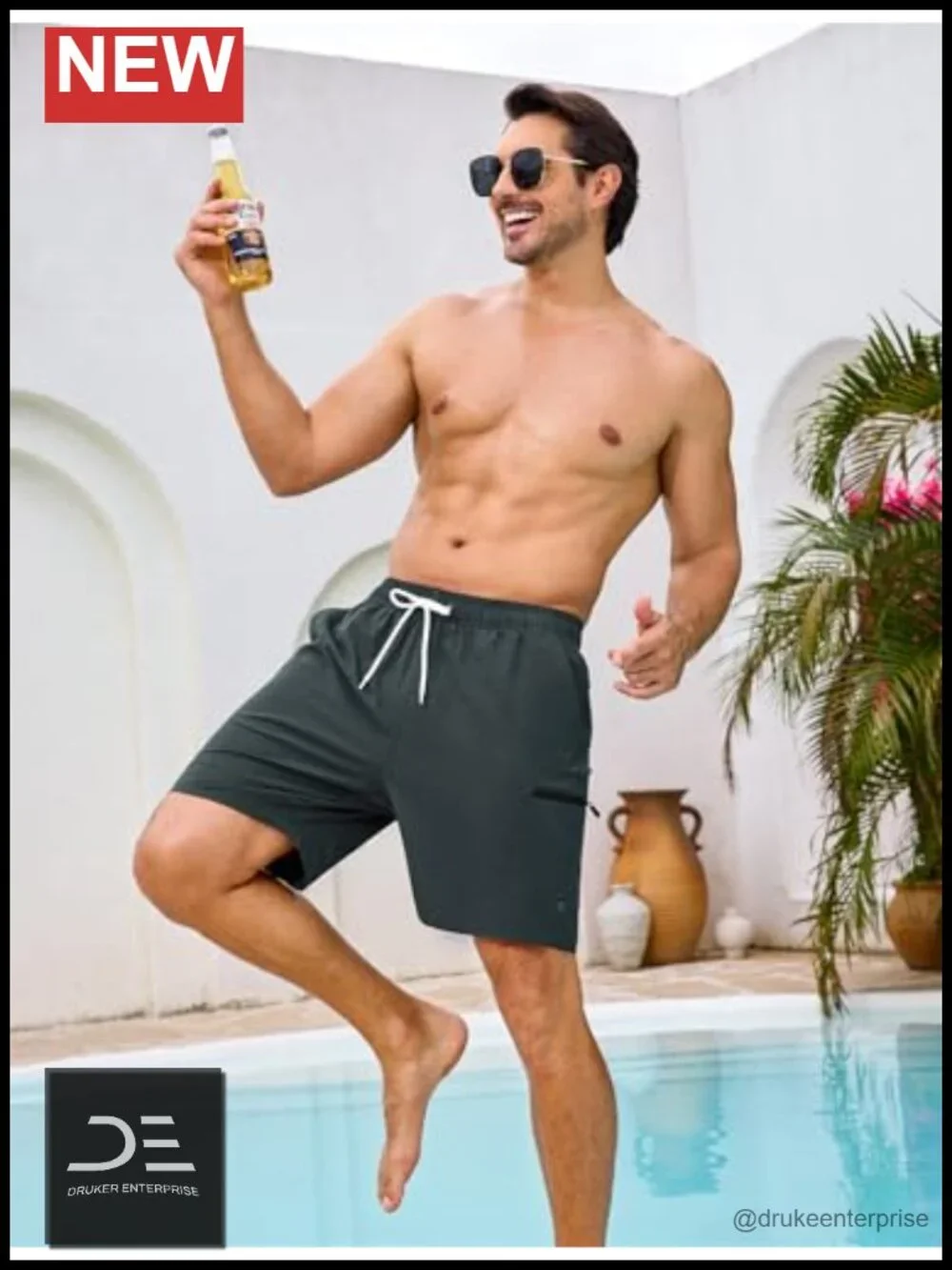 Quick Dry Swim Trunks with Compression Liner and Cargo Pockets